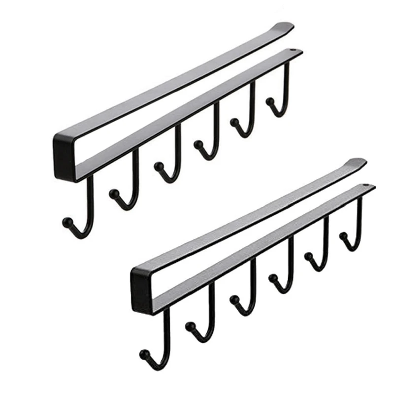 

2pcs Mug Hooks Cups Wine Glasses Storage Hooks Kitchen Utensil Ties Belts and Scarf Hanging Hook Rack Holder Under Cabinet Clo