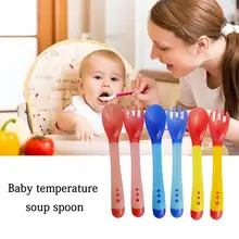 Детская Ложка для кормления с температурным измерением, ложка для супа, Детская медицинская ложка, безопасная и не Горячая