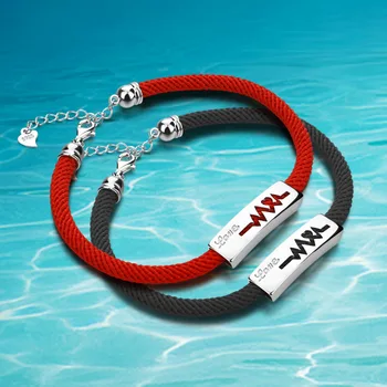 

100% Real 925 Sterling Silver Charm Bracelet Red String Black Rope Chain Couple Bracelets Women Men Unisex New Fashion Jewelry