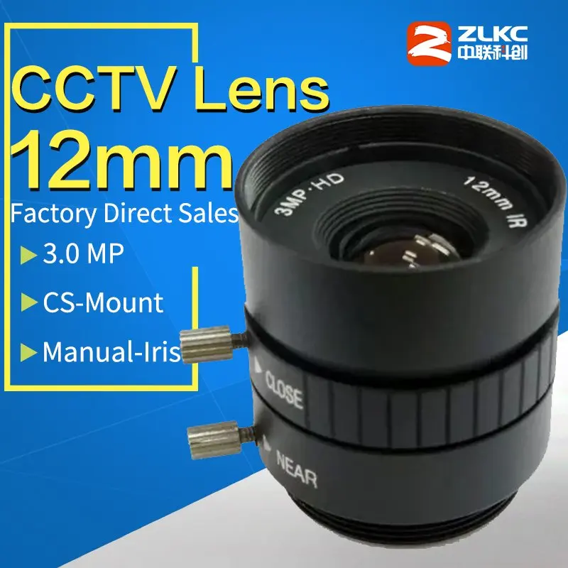 

CS Mount 12mm Lens Industrial Lens with 1/1.8" format & 3 Mega Pixel CCTV lens Manual Iris FA / Machine Vision fixed lens 1080P