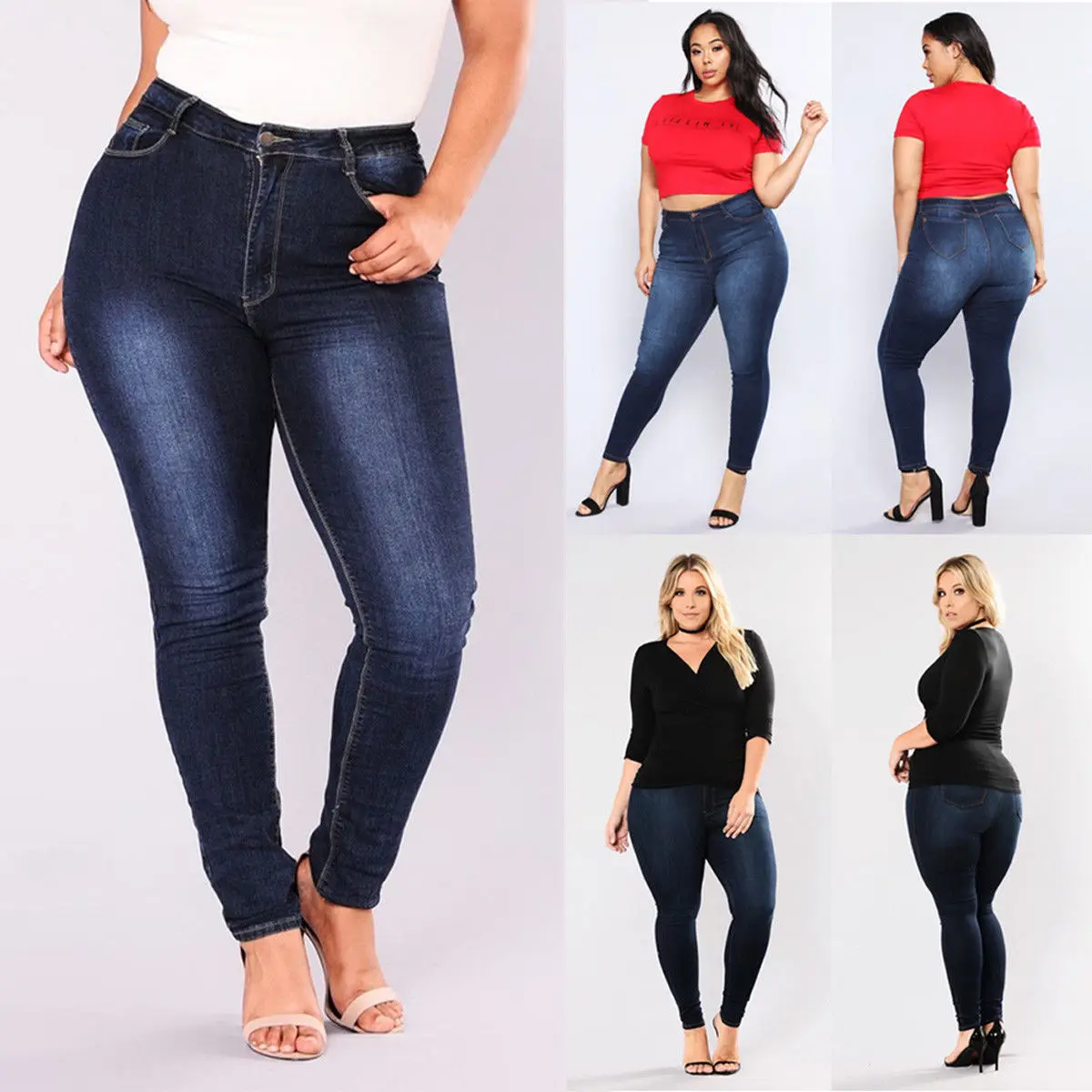 2018 Hot Jeans Woman Plus Size 5XL High Waist Jeans Gradient Denim Ladies Jeans Femme Push Up Mom Jeans Flower Pants Elastic