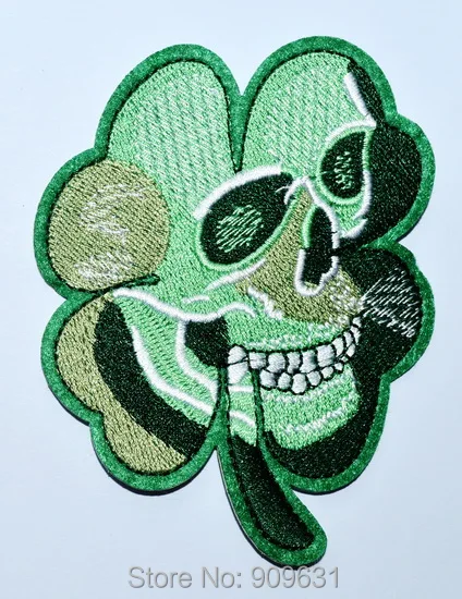 Pirate Skull Clover Patch Tactical US Army Morale Military Specification Iron-On