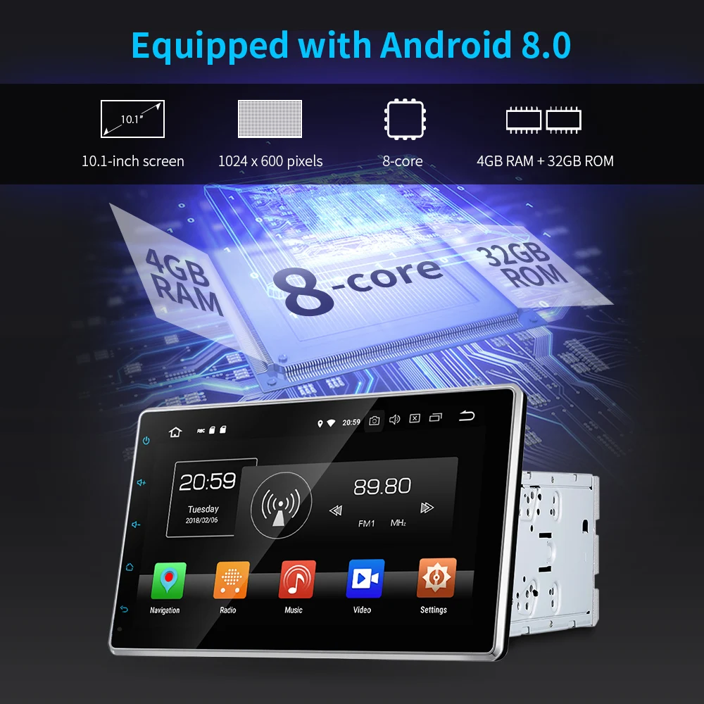  ZEEPIN KD-2000 Auto-Multimedia-Player Kopf Einheit 101-zoll Universal Unterhaltung GPS 4G WiFi Blue