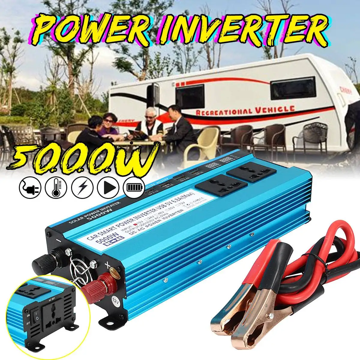 

Solar Power Car Inverter 5000W P eak DC 12/24/48V To AC 220V Modified Sine Wave Converter