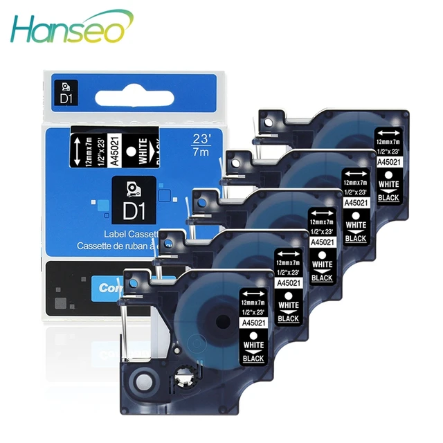 Special Offers 5 Pack 45021 Cassette White on Black Cartridge Refill Compatible for Dymo labels 12mm Printer Ribbons Label Make LM 160 210D Special Offers 5 Pack 45021 Cassette White on Black Cartridge Refill Compatible for Dymo labels 12mm Printer Ribbons Label Make LM 160 210D