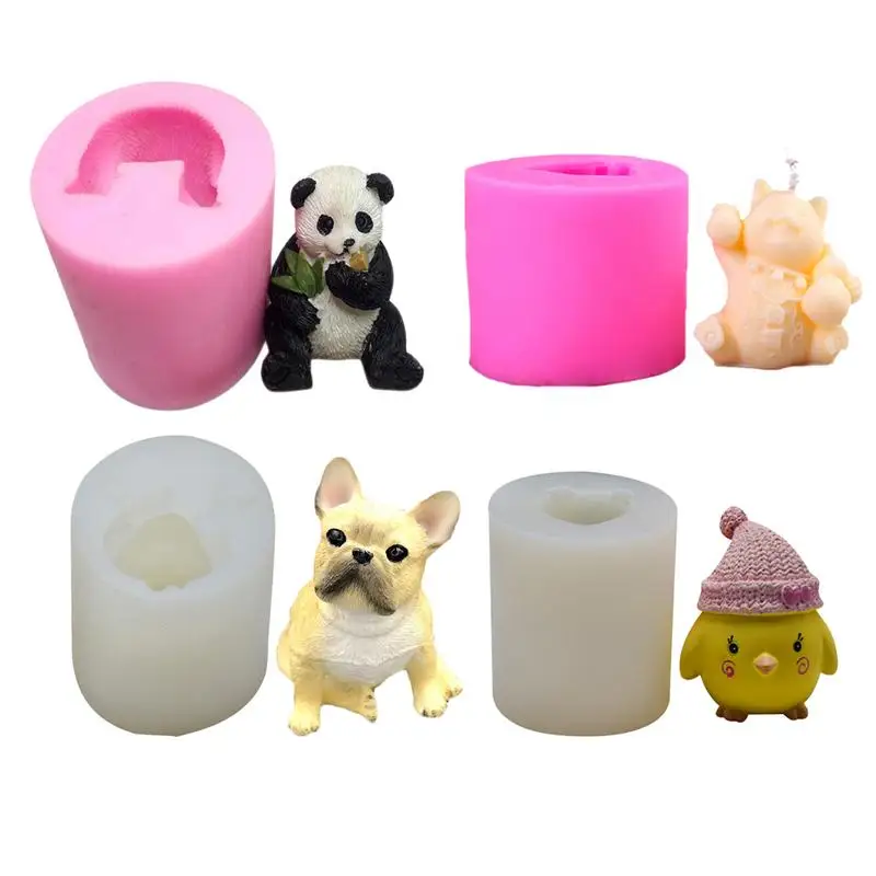 DIY 3D Кошка Собака Панда форма Силиконовое Мыло Свеча формы украшения торта Форма