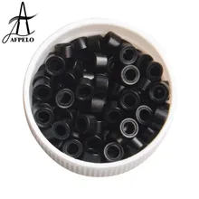 Новое поступление 5,0*3,0*3,0 мм бусины для волос алюминиевые микро-трубки кольца для наращивания волос черные силиконовые кораллы 2 цвета