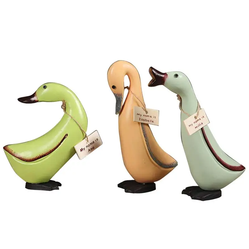 

3Pcs Table Ornament Fashionable Handmade Cute Wooden Duck Home Figure Ornament,Wedding Decoration Gifts,Wood Painted Duck Wood