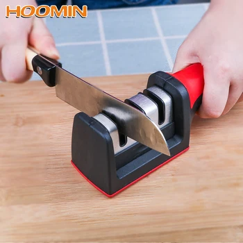 

HOOMIN Knife Sharpener 3 Stages Sharpener Knife Grinder Non-Slip Silicone Rubber Handle Professional Quick Sharpener