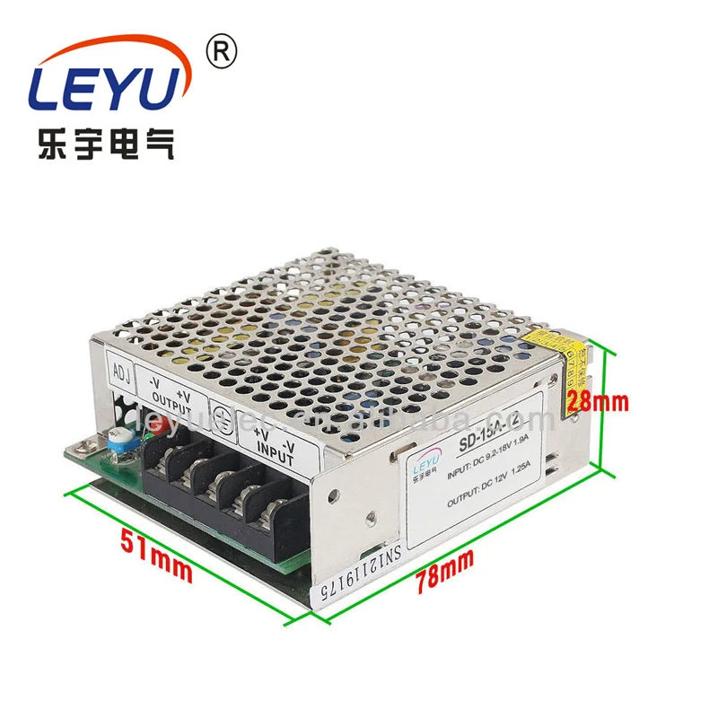 

CE RoHS CCC SD-15C-12 DC DC converter single output 1.25a for LED strip lighting switching power supply