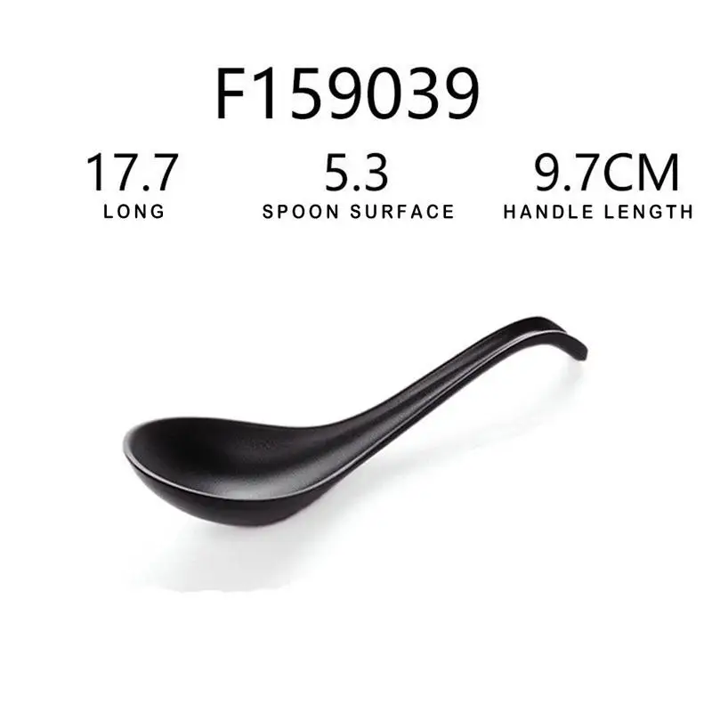 Imitation Ceramic Melamine Ramen Soup Bowl Black Matt Plastic Spoon Ladle et Restaurant Tableware Supplies plastic disposable spoon