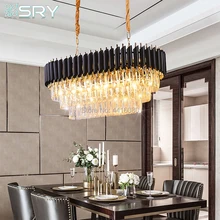 Italy Rectangle Modern Crystal Chandelier Dining Room Luxury Living Room LED E14 Lighting Fixture Large Kitchen Lustre Cristal