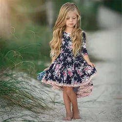 От 1 до 6 лет Для детей Платье для маленьких девочек кружевное платье с цветочным рисунком праздничное платье принцессы Одежда