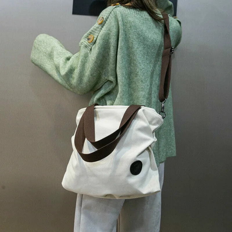 

Womens Large Canvas Handbag Shoulder Bag Casual Solid Tote For Ladies