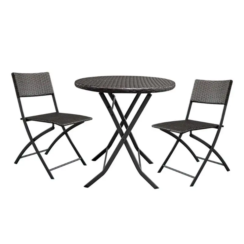

3Pcs/set Foldable Gradient Garden Rattan Coffee Table+2pcs Chairs Househoud Furniture Home Garden Table Set
