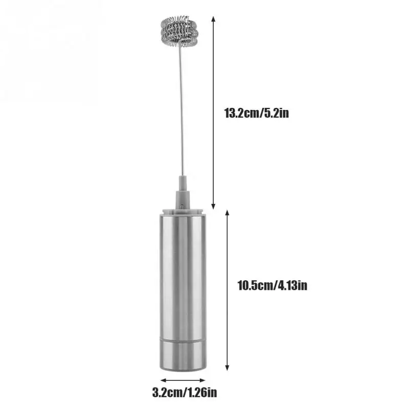 Из нержавеющей стали, ручной электрическое молоко вспениватели Батарея работать 3-на весну и пружинная головка для взбивания молока пенообразователь