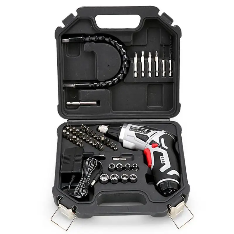 

Cordless Electric Screwdriver Household Lithium-Ion Rechargeable Drill Kit Power Gun Tools with Twistable Handle