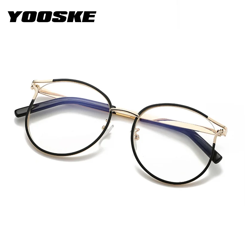 

YOOSKE Optical Lens Glasses Frame Women Men Vintage Myopia Eyeglasses Frames Fashion Female Fake Glasses Round Clear Lens