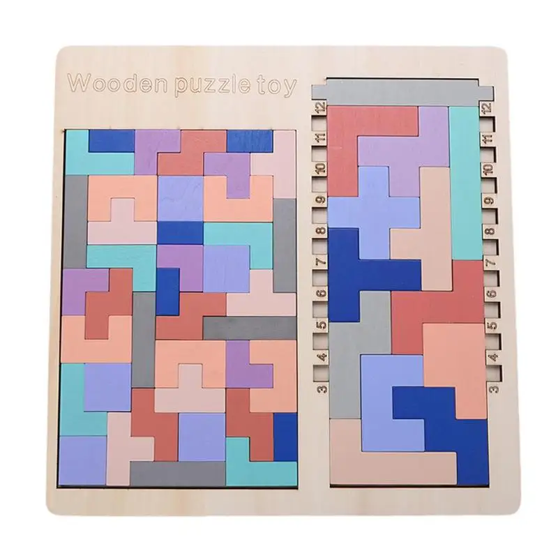 

Creative Montessori 3 in 1 Wooden Tetris Puzzles Toy Colorful Jigsaw Board Kids Tangram Game Children Early Educational Toys