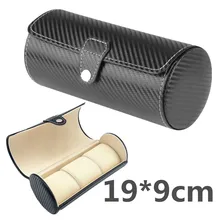 3 коробка для часов с пазами PU кожаный чехол для путешествий рулон Коробка Дисплей Органайзер, хранение бижутерии держатель черный ящик для хранения ювелирных изделий