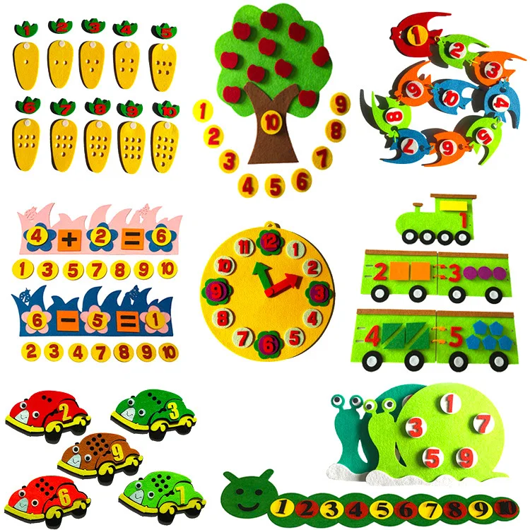 

1PC Toys for Children Kindergarten Educational Toys DIY Felt Non-woven Fabric Crafts Kids Montessori Teaching Aids Math Toys