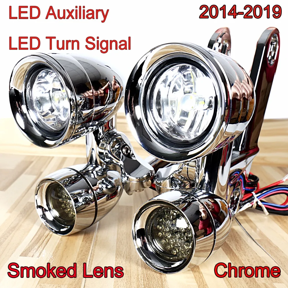 Chrome Fairing Mounted LED Driving Lights&LED Smoked Turn Signals Fit