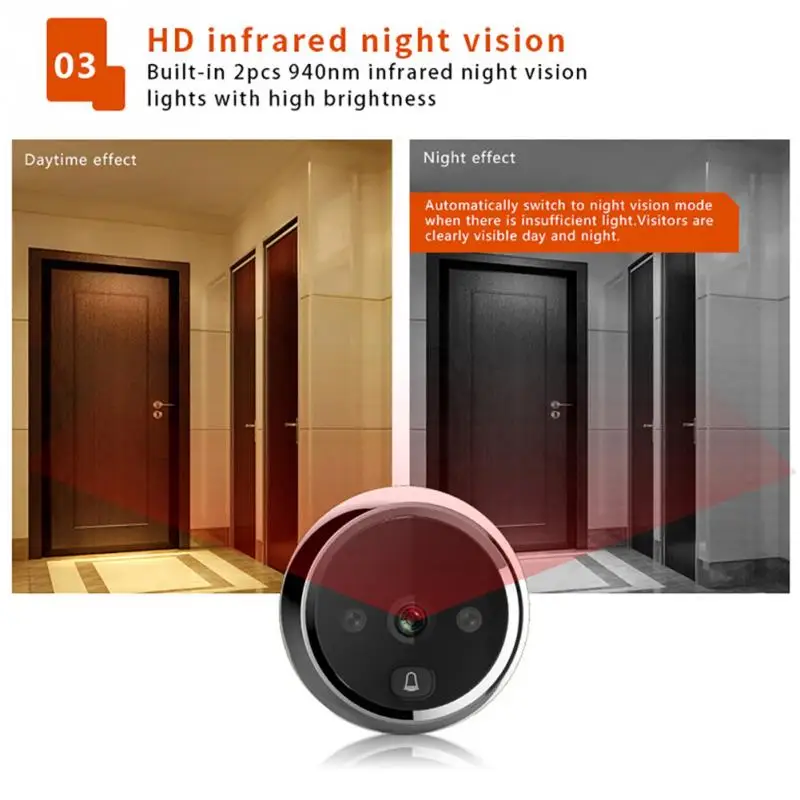Electrónica inteligente puerta visor Digital puerta timbre Anti-robo WIFI timbre Visual del espectador del Peephole puerta ojo - 2