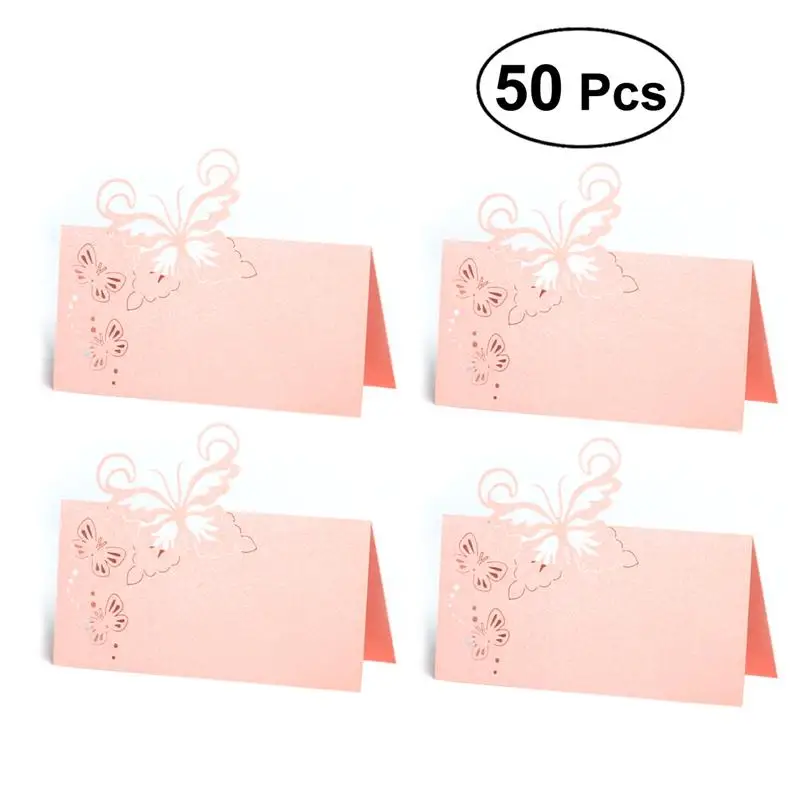 50Pcs Hollow Butterfly Small Tent Cards Place Table Cards for Wedding Engagement Bridge Shower Party Decor