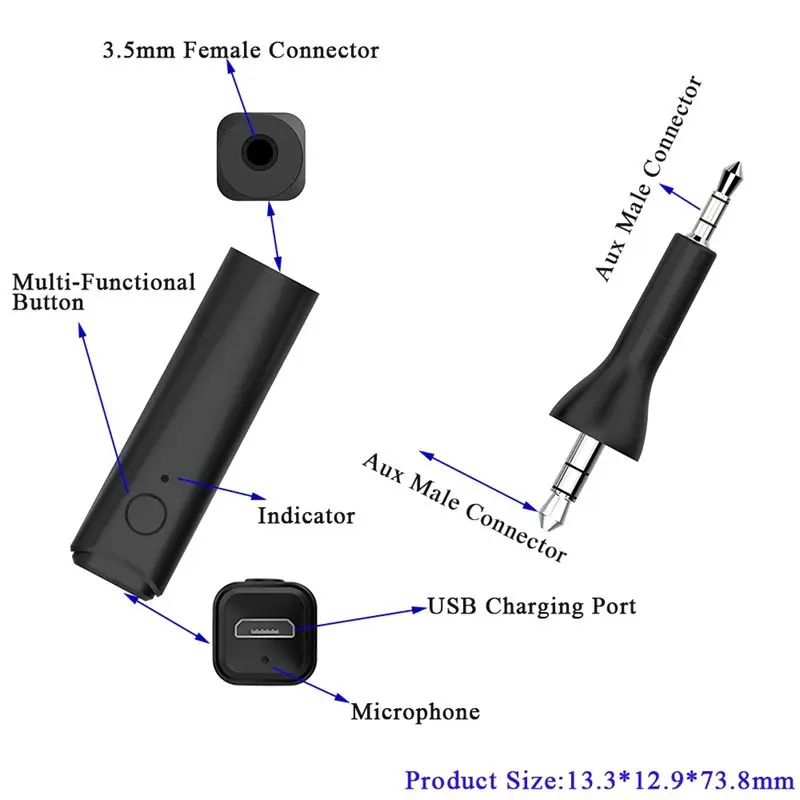 Bluetooth 5 0 стерео аудио адаптер 3 мм A2dp Handsfree музыкальный приемник для наушников Y45BT