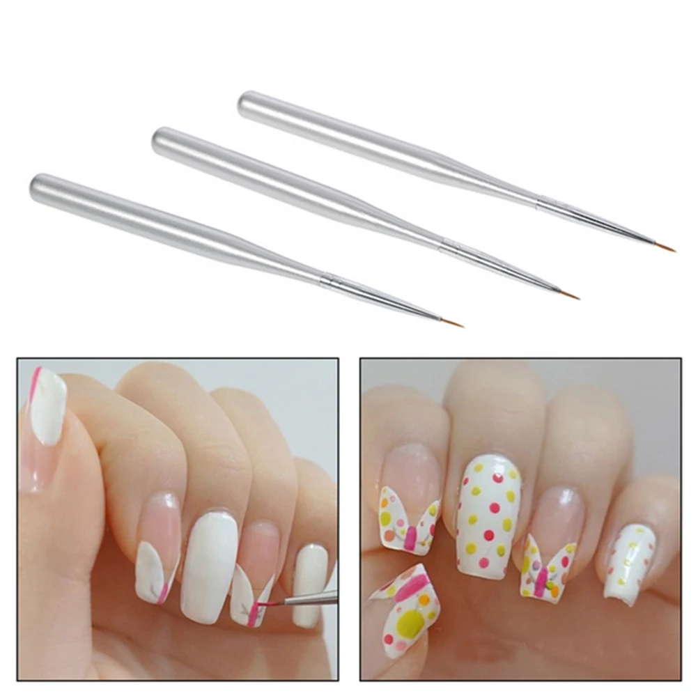 

3pcs Nail Art Liner Brush Printing Drawing Solid Portable Nail Polish Liner Nail Stripping Brush