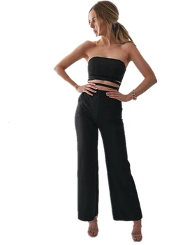 

Women Sexy shoulder OL jumpsuit wrapped chest Bodycon Slim Exposed Abdominal Romper Ladies Summer Fashion 2019 New