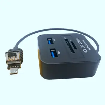 

5037 OTG card reader Micro-SD TF multifunction USB splitter OTG card reader + HUB for mobile phone, tablet[black]