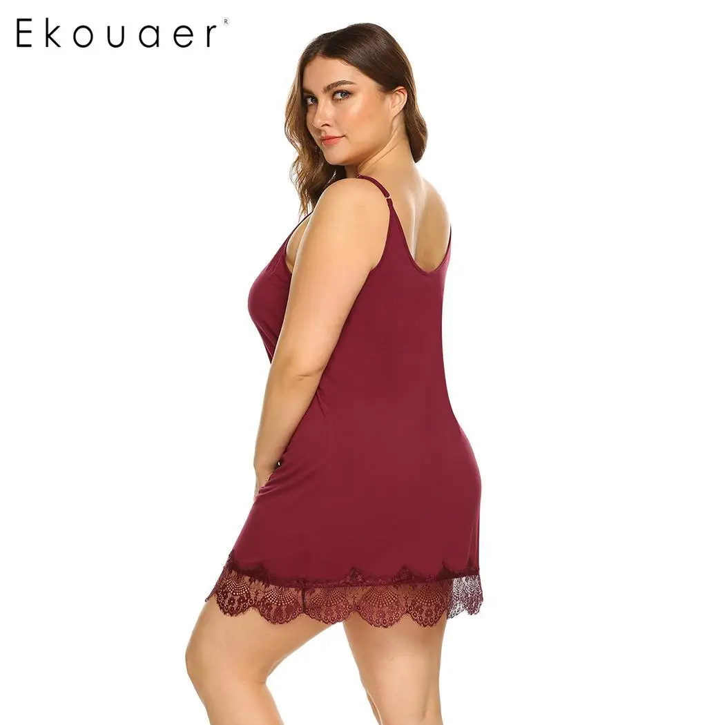 Ekouaer XL 5XL летняя Ночная рубашка большого размера женское платье для сна с