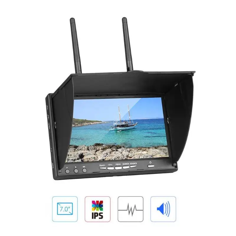 

7 Inch LCD Screen FPV Monitor 5.8G 40CH LED Backlight Multicopter TFT with Build-in Battery Automatic Signal Search function
