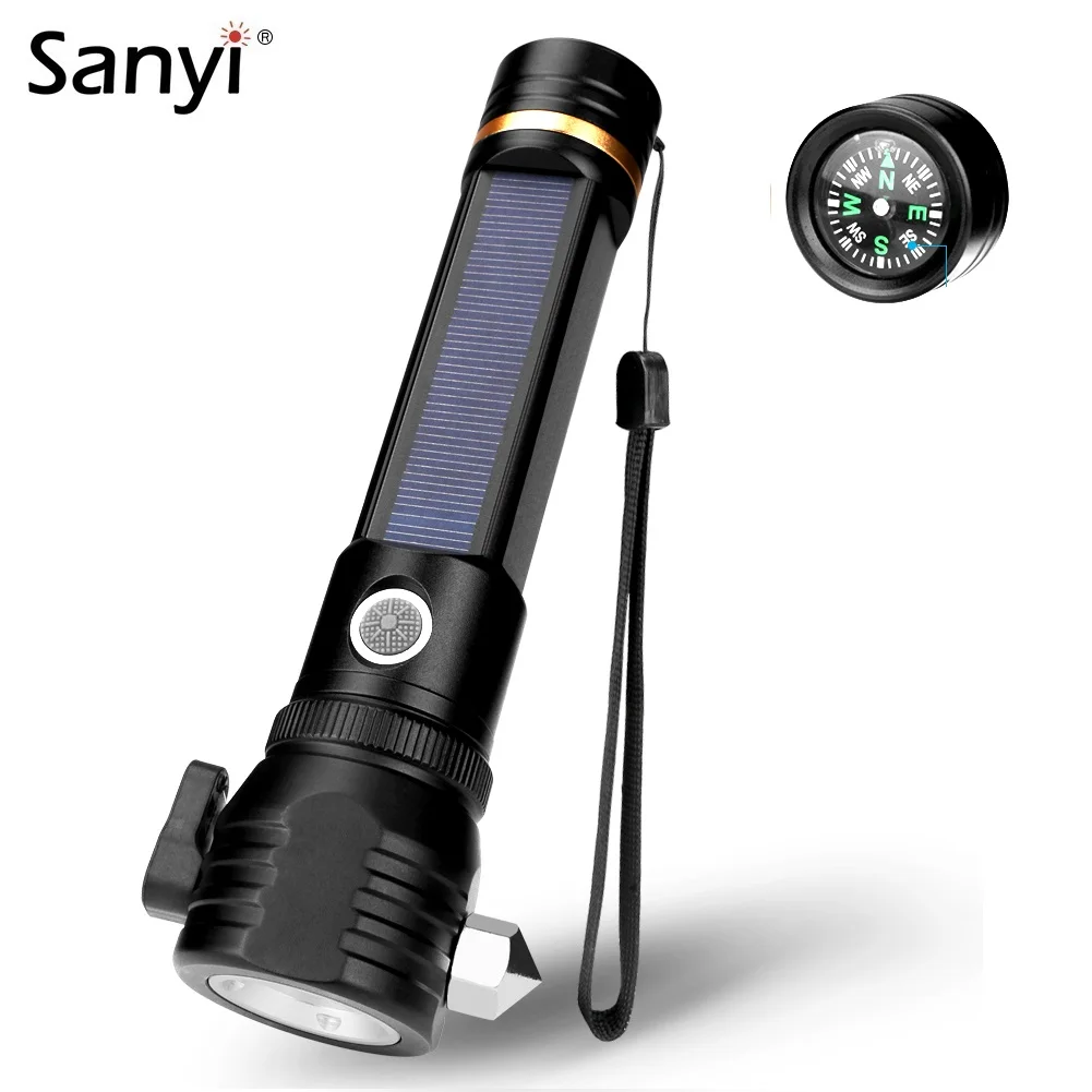 Solar/usb Charging Flashlight Solar Torch Linterna Camping Lamp
