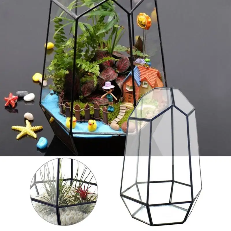 

AUGKUN Succulent Planter Geometric Flower Plant Pot Tabletop Small Bonsai Reptile Container Display Box Candle Holder