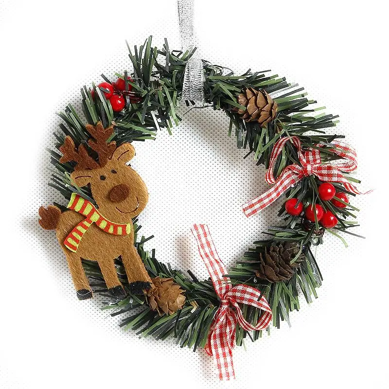 

1pcs Snowman Christmas Deer Cloth Art Wreath Christmas Decoration Ornaments Party Supplies Home Decor Rattan Reed Wreath Garland
