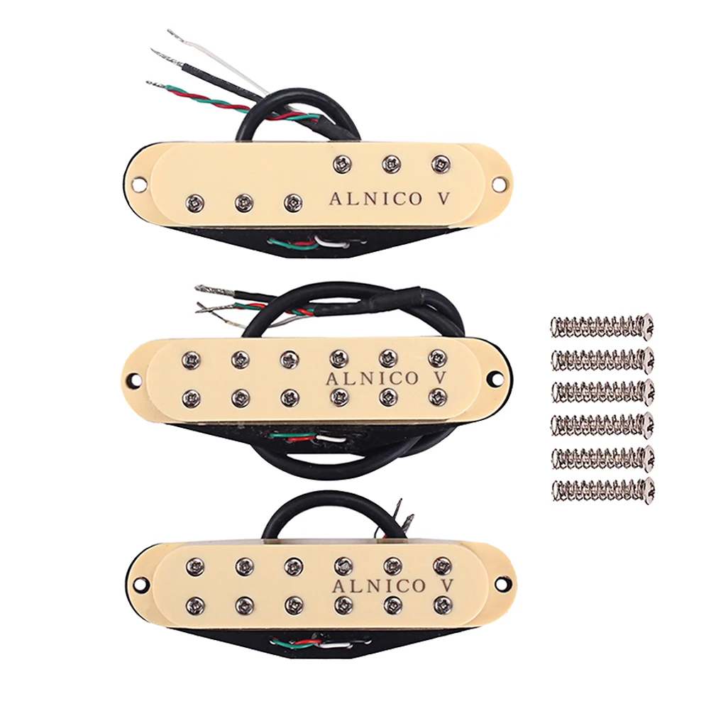 

1 Set Pickup Single Coil Yellow Alnico V Neck Bridge Middle Pickup Set Pickups for Guitar Accessories Replacement Parts