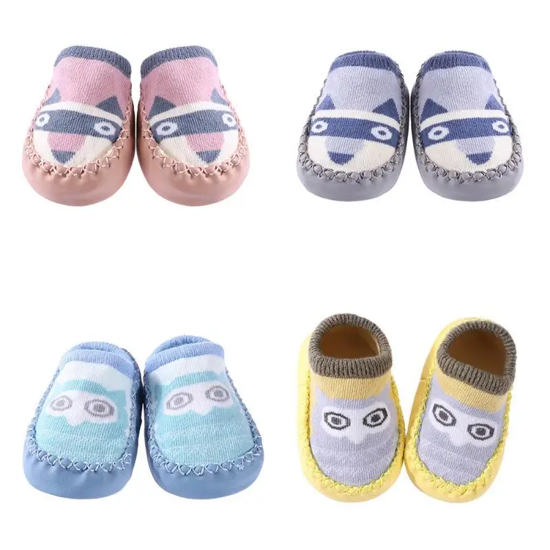 

Newborn Baby Socks Infant Anti Slip Floor Socks Toddler Knitted Ear Shoes Sock With Rubber Leather Soles Indoor Home Leg Warmers