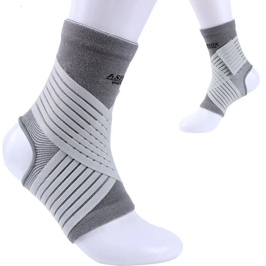 

Unisex Sports Gym Elastic Ankle Support All Seasons Gray Wraps Fitness Protection Foot Print Bandage