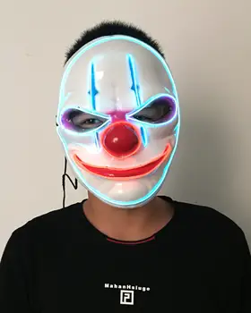 

Flashing Clown mask EL Wire Mask with 3V Sound activated Driver LED Luminous Mask EL Light Up Full Face Mask for Party Props