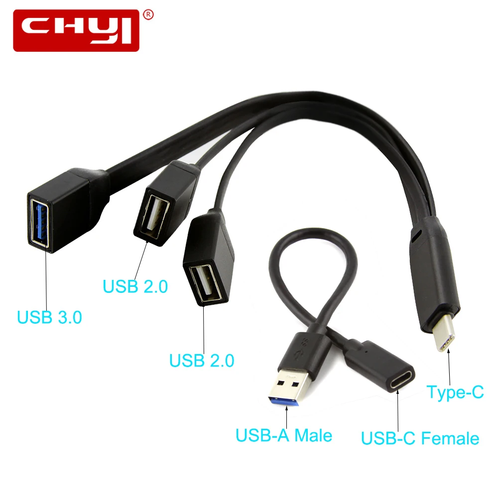CHYI Тип C до 3 порты и разъёмы USB3.0 USB2.0 концентратор USB-C Женский Для USB-A Мужской Кабельный разъем сплиттер адаптер для Macbook Pro Телефон