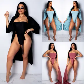 Womens Underwear Coat Beach Sunscreen Romper Casual Women Two-Piece Suits Cover Up Swimwear