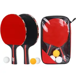 2 шт. 7-слойные деревянный настольный теннис пинг-понг ракетка для настольного тенниса Bat w/3 шт. набор шариков комплект