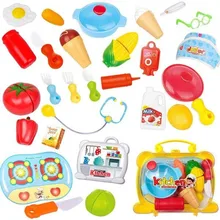 Children's Simulation Play House Toy Set Kitchen Cooking Utensils Food Fruit Vegetables Medical Care Play House Backpack Box children play simulation kitchen cooking utensils