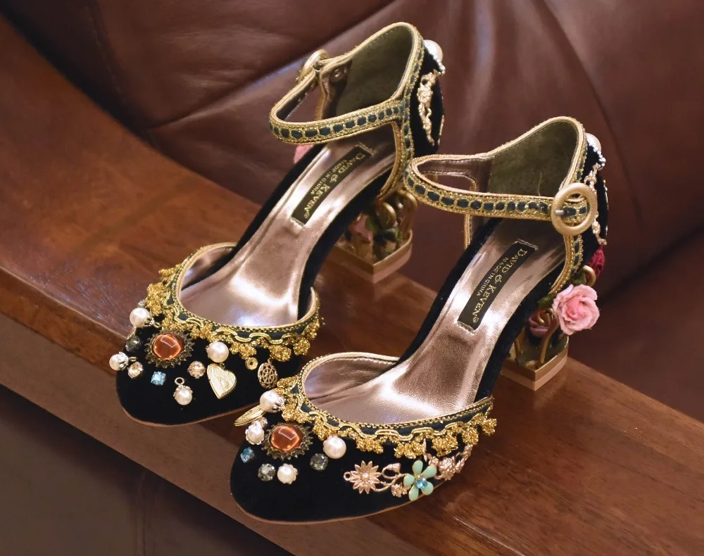 Flores Sandalias Calado Show De Tacón Retro Verano As as Estilo Bombas Jaula Metal Mujer Show Boda Bohemia Zapatos Decoración p55qw8O