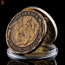 Marine AMÉRICAINE Shellback Franchir La Ligne NOUS Marin Souvenir Commémorative Plaqué Or Pièce de Défi En Métal Cadeaux