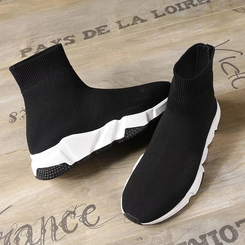 

High-end New Martin Boots Women Style Boots Comfortable Apartments For Leisure Socks Knitting Way Of Autumn Boots Women Shoes