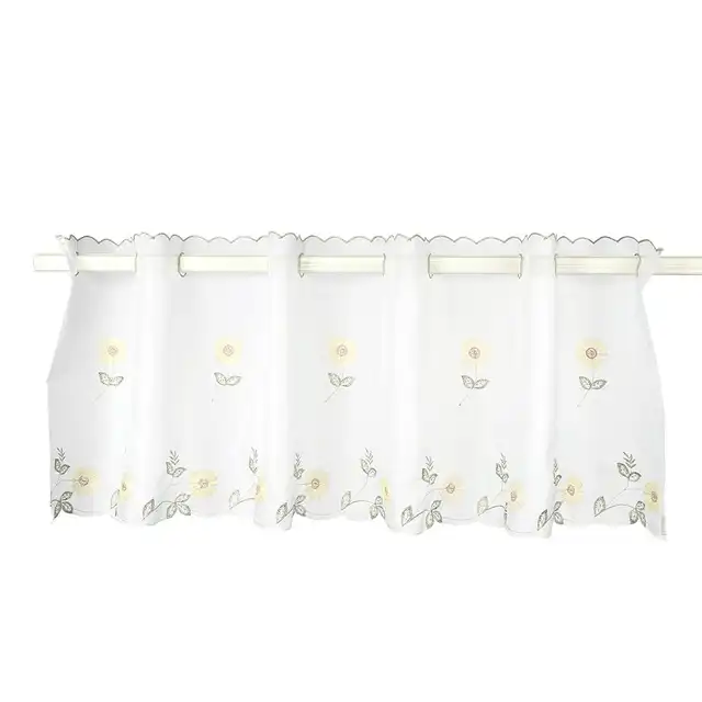 Embroidery Half Roman Window Curtain Valance For Kitchen Cabinet