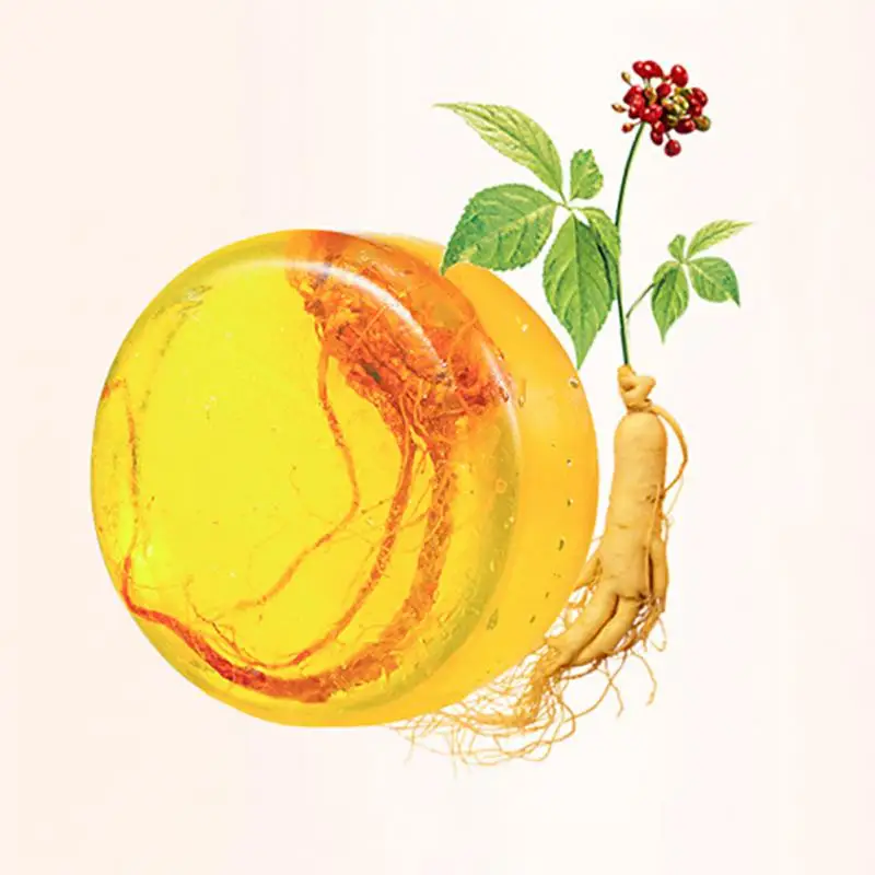 

1PC Ginseng Handmade Soap Chinese Herb Honey Kojic Acid Soap Shrink Pores Body Face Skin Care Moisturizing 100g